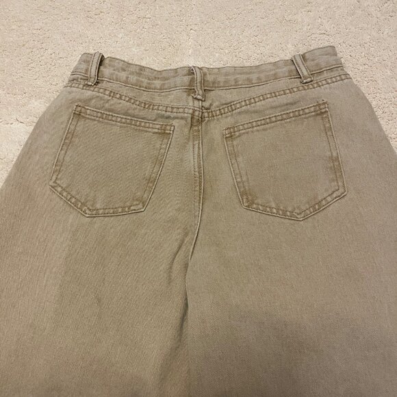 Shein Womens Medium Beige Wide-Leg Jeans Cotton Blend Relaxed Fit - Picture 12 of 16